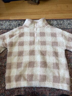 SO Women's Cream and Light Brown Sherpa Pullover